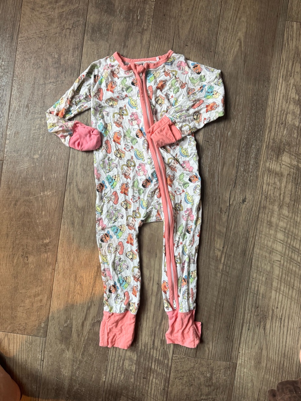 Girls' Pink Trim Toy Story Print One-Piece Pajamas